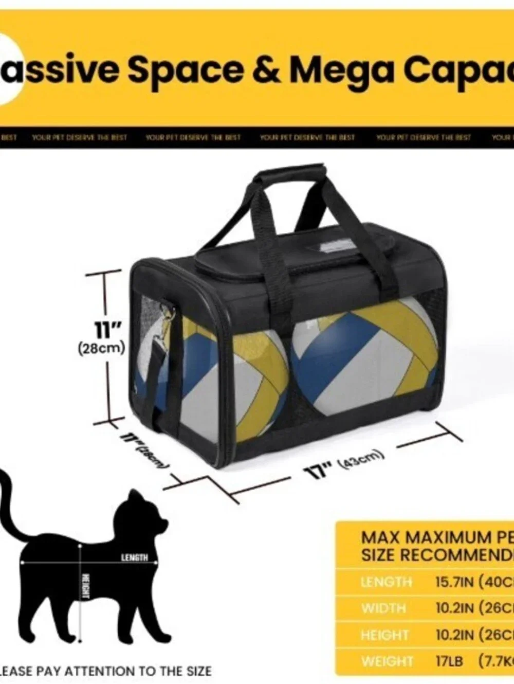 Medium Size Pet Carrier-TSA Approved-Black